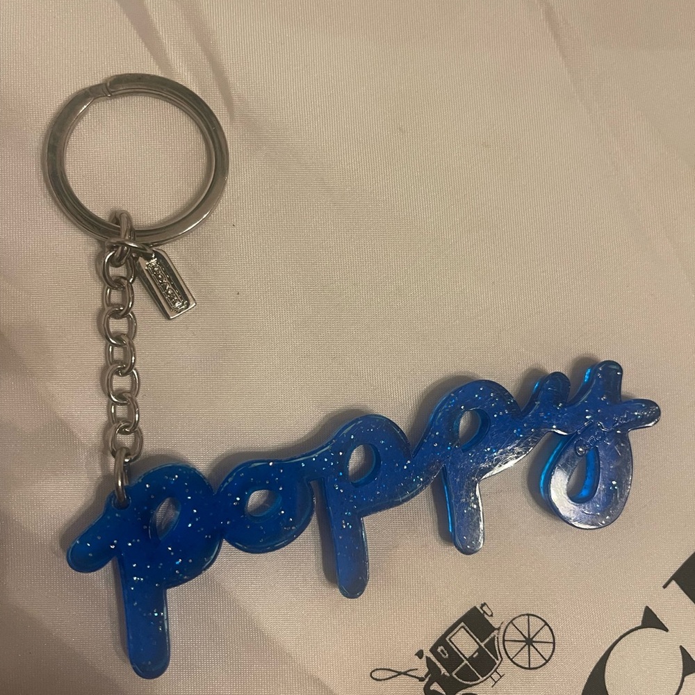 Coach Blue Glitter 'Poppy' Keychain